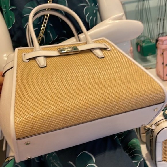 Kate Spade Lucia Straw Medium Satchel Parchment - Picture 9 of 16